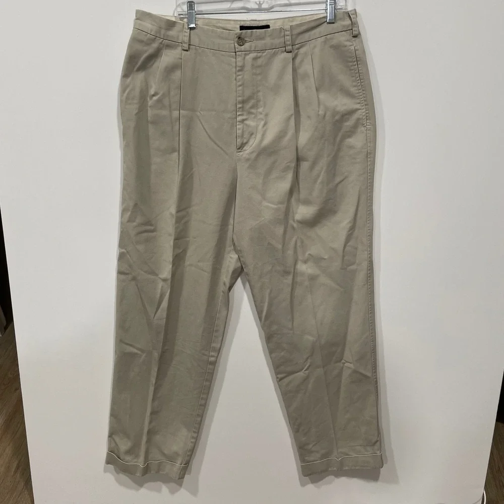 Banana Republic Smithfield‎ Chino Pants Mens 38x32 Pleated Khaki Cotton Blend